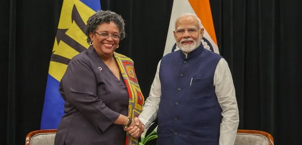 Bilateral talks between Prime Minister of India, Shri Narendra Modi, and PM Mia Amor Mottley of Barbados on the margins of the 2nd India-CARICOM Summit in Georgetown.