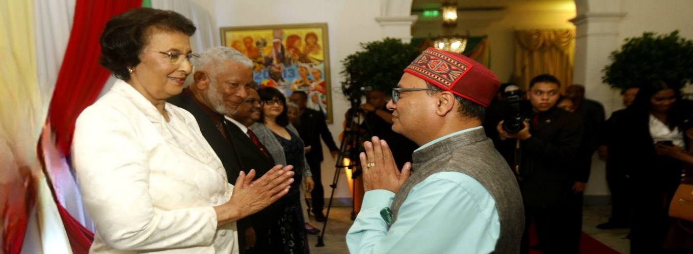 Ambassador Subhash P. Gupta, congratulates the President of Suriname
